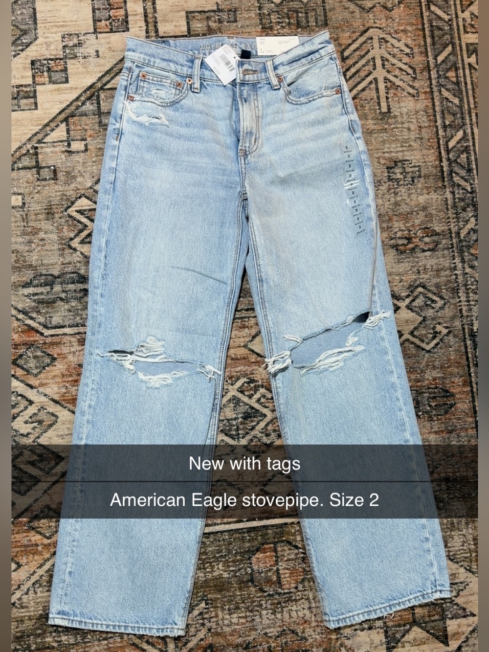 American Eagle Outfitters Light Blue Distressed Straight Leg Jeans